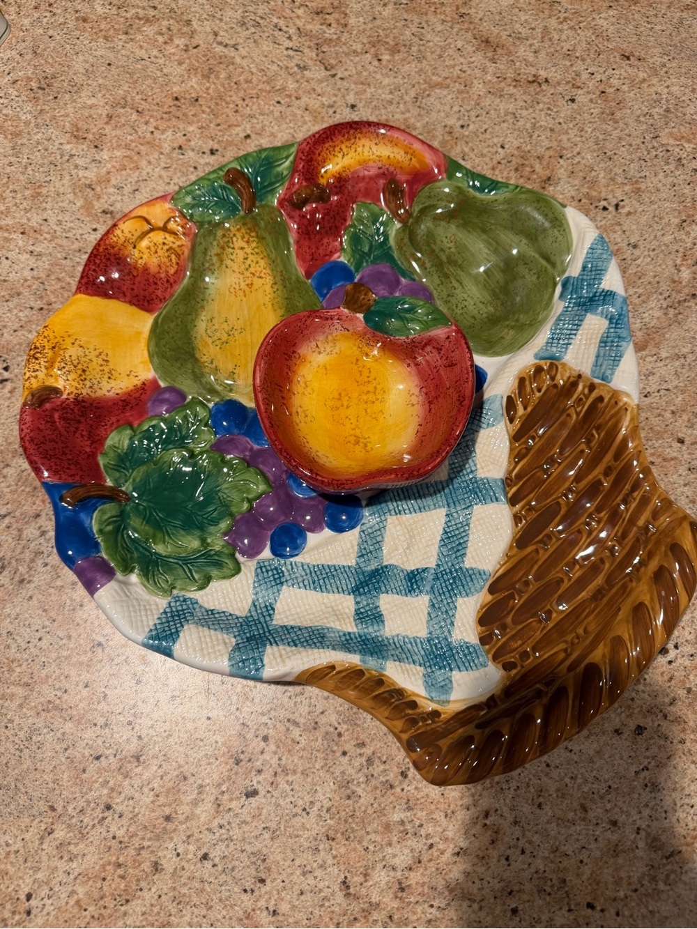 Potter & Smith Vintage Ceramic Fruit Basket Chip and Dip Platter
